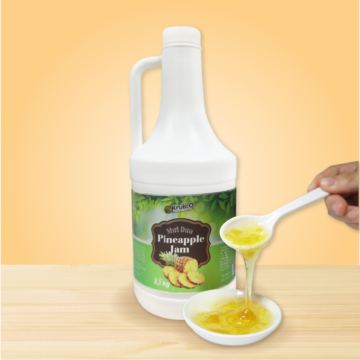 Mứt Dứa Krub.O - Can 2.1kg - Nguyên liệu pha chế - Mứt trái cây