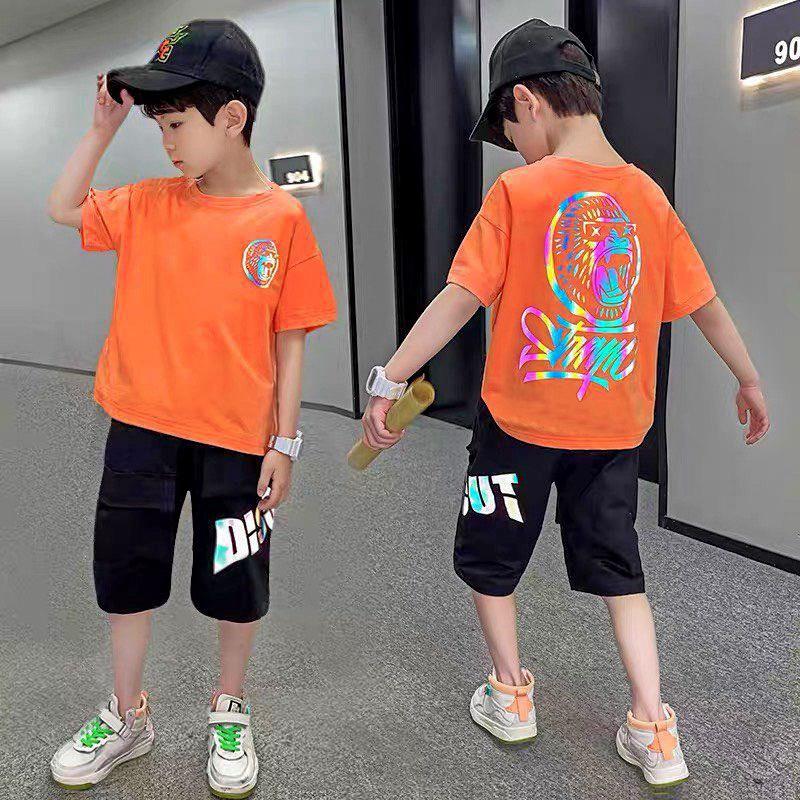 Bộ bé trai Con Xinh cotton phản quang 7 màu KINGKONG, set quần đùi áo thun trẻ em từ 5 đến 14 tuổi