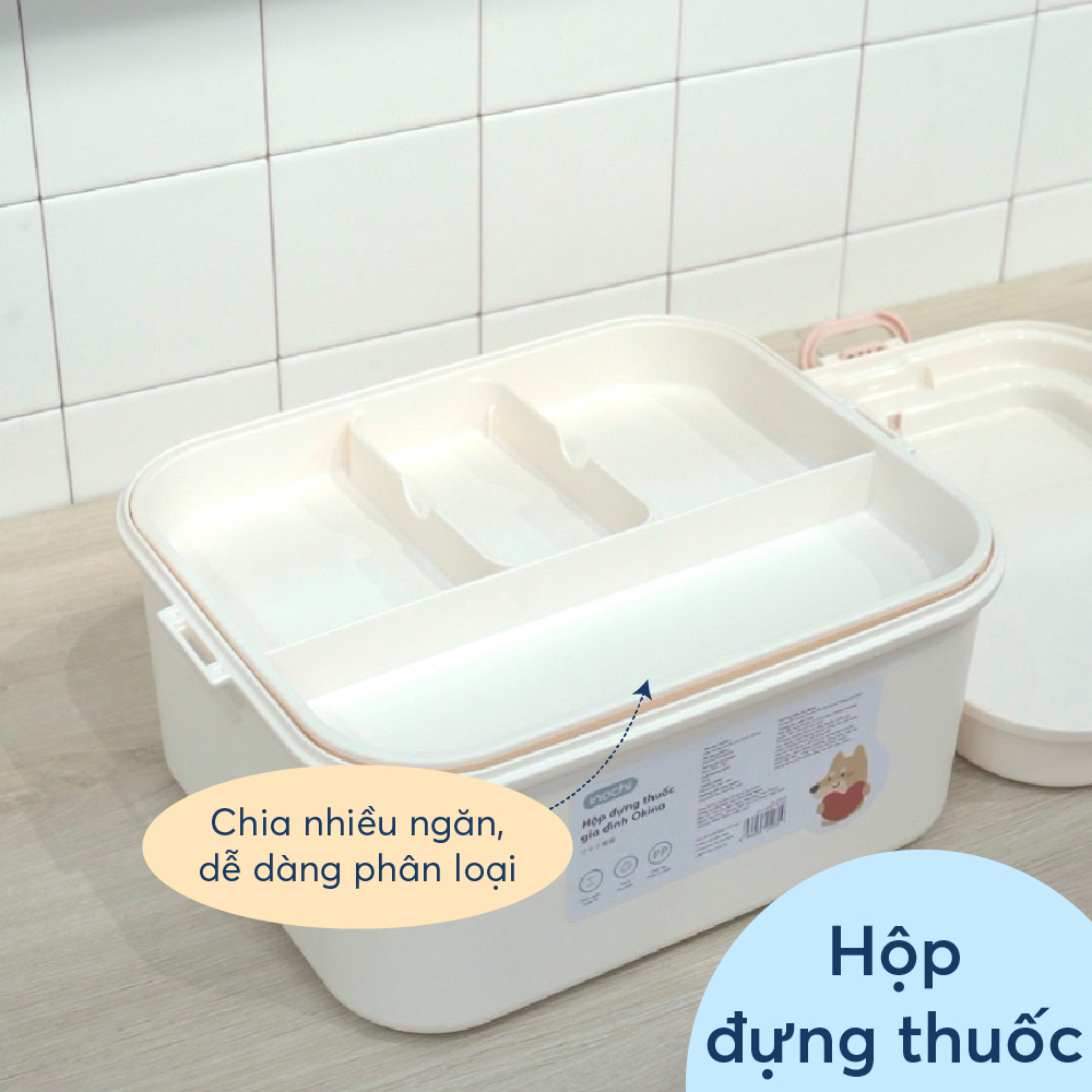 Hộp đựng thuốc gia đình kín khí có tay cầm Okina INOCHI
