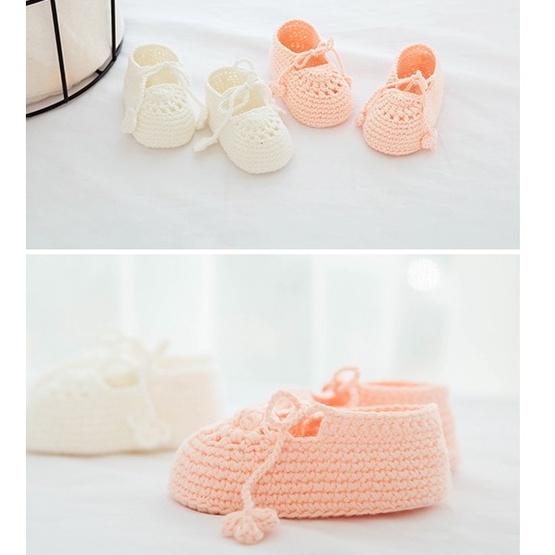 Giày sơ sinh công chúa cho bé gái chất liệu len đan cực mềm mịn để chụp ảnh đầy tháng làm quà tặng