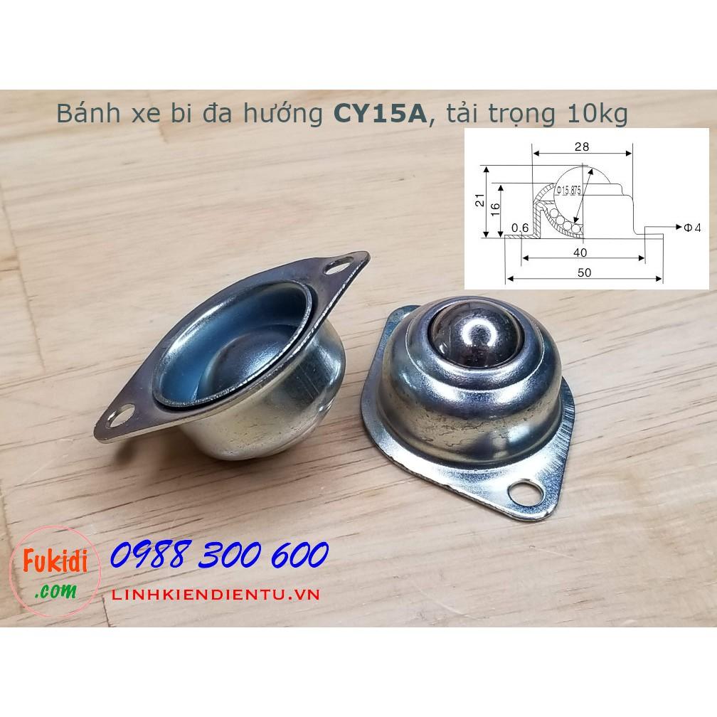 Bánh xe bi đa hướng, con lăn bi đa hướng CY-15, bi thép/bi nylon 15mm tải 25kg - CY15HT | CY15AP | CY15AT