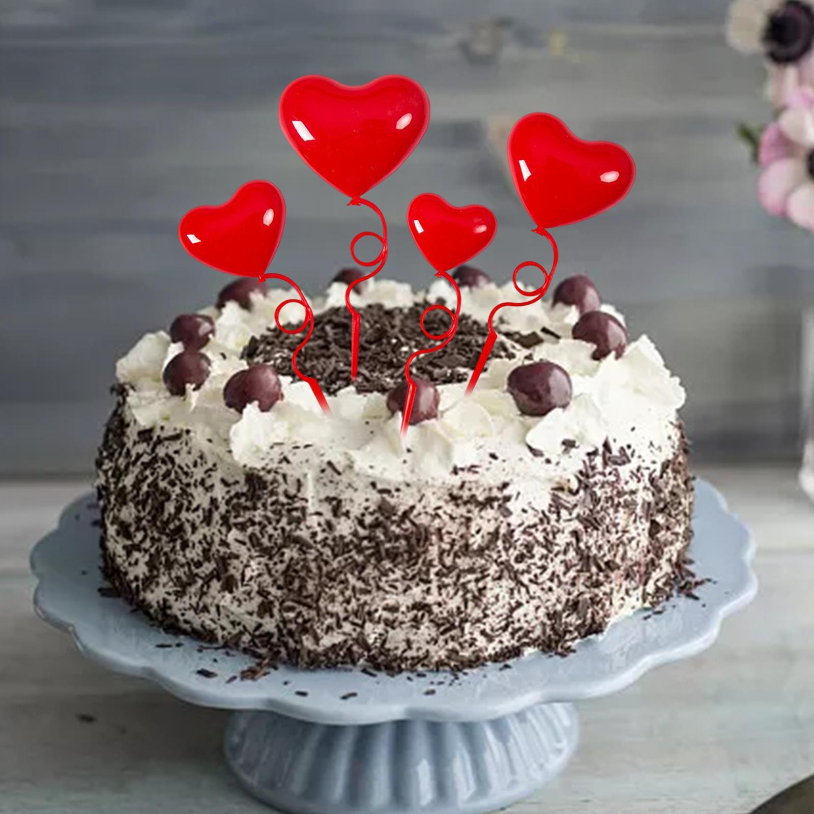 16Pcs Cake Decorations Heart Shape 3D Love Ornaments