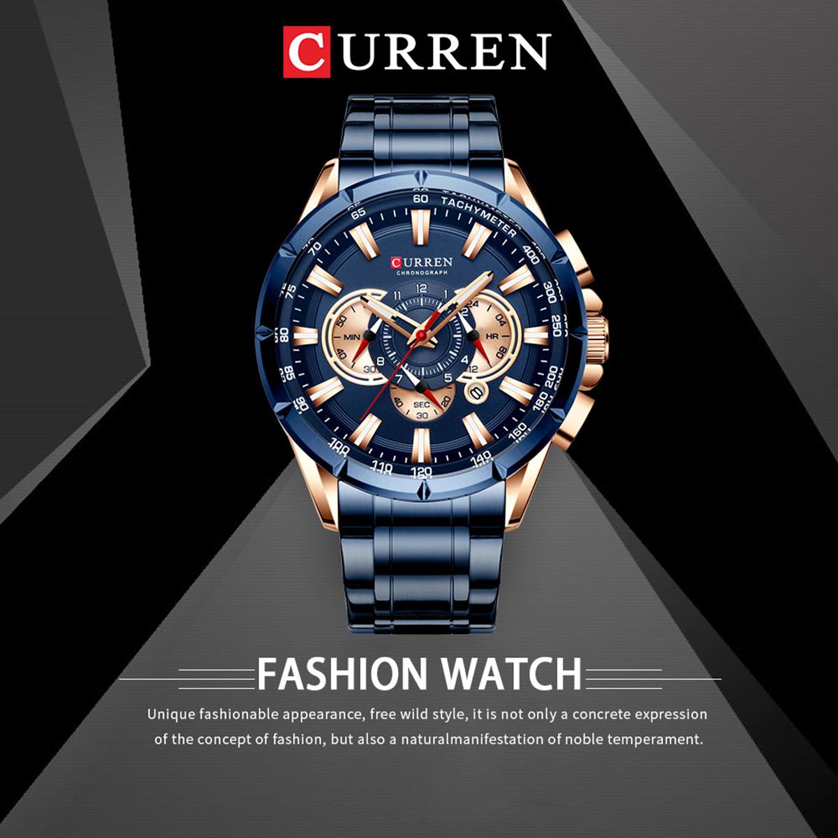 Đồng hồ CURREN 8363 dành cho nam  với dây đeo bằng thép không gỉ 