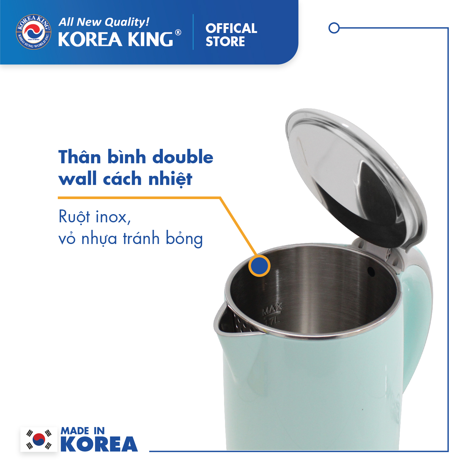Bình đun siêu tốc Korea King PWP-17P/G ( Hàng chính hãng )