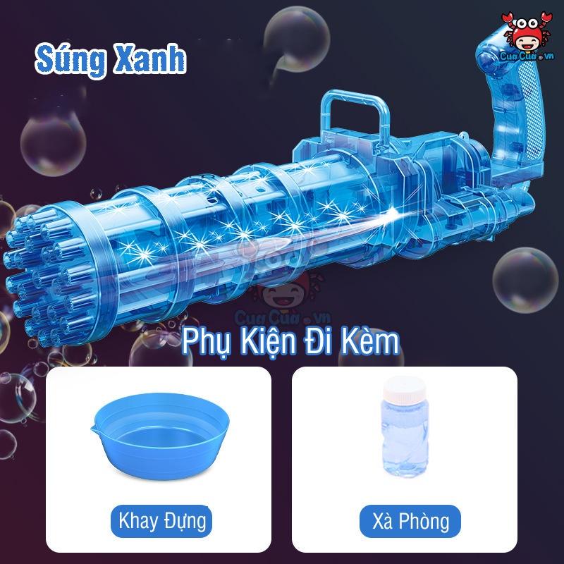 Súng bắn bong bóng xà phòng 22 nòng cỡ lớn, Đồ chơi súng máy bắn bong bóng có đèn mới nhất phun thổi nhiều bóng