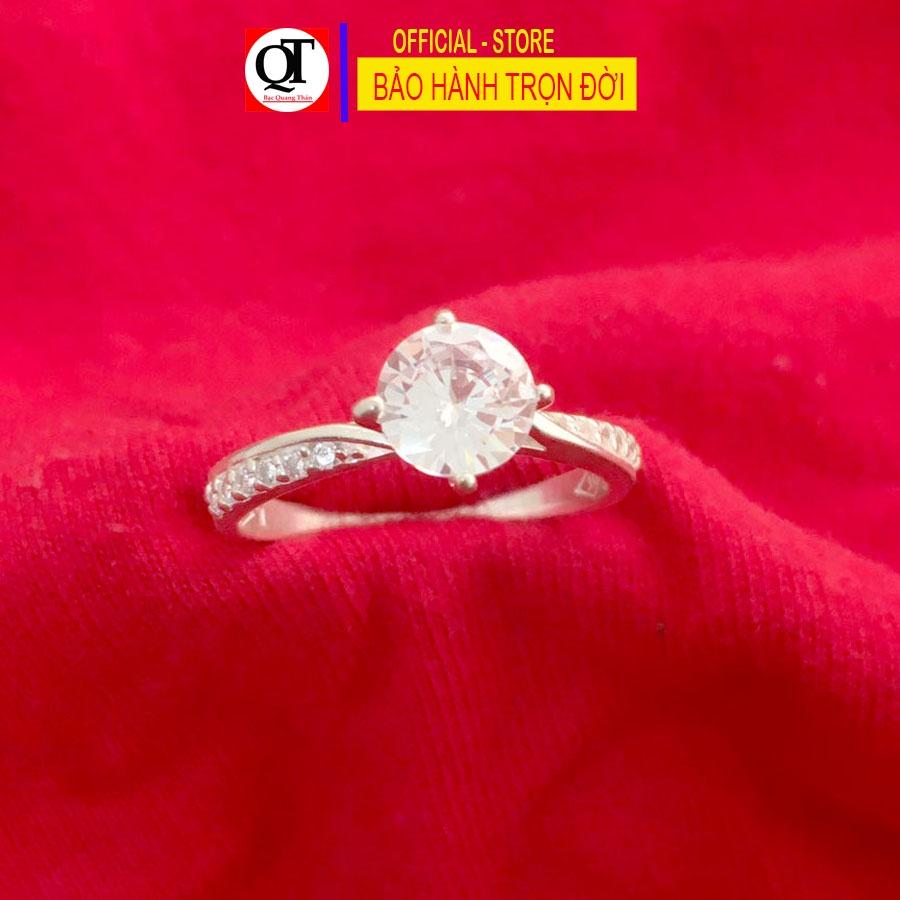 Nhẫn nữ Bạc Quang Thản gắn đá cobic trắng có thể chỉnh size theo yêu cầu - QTNU22