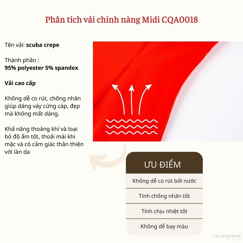 Đầm dạ hội bút chì cúp ngực CQA dây nơ nữ tính màu đỏ cam chất liệu polyester thích hợp cho nàng đi chơi, dạo phố 2021