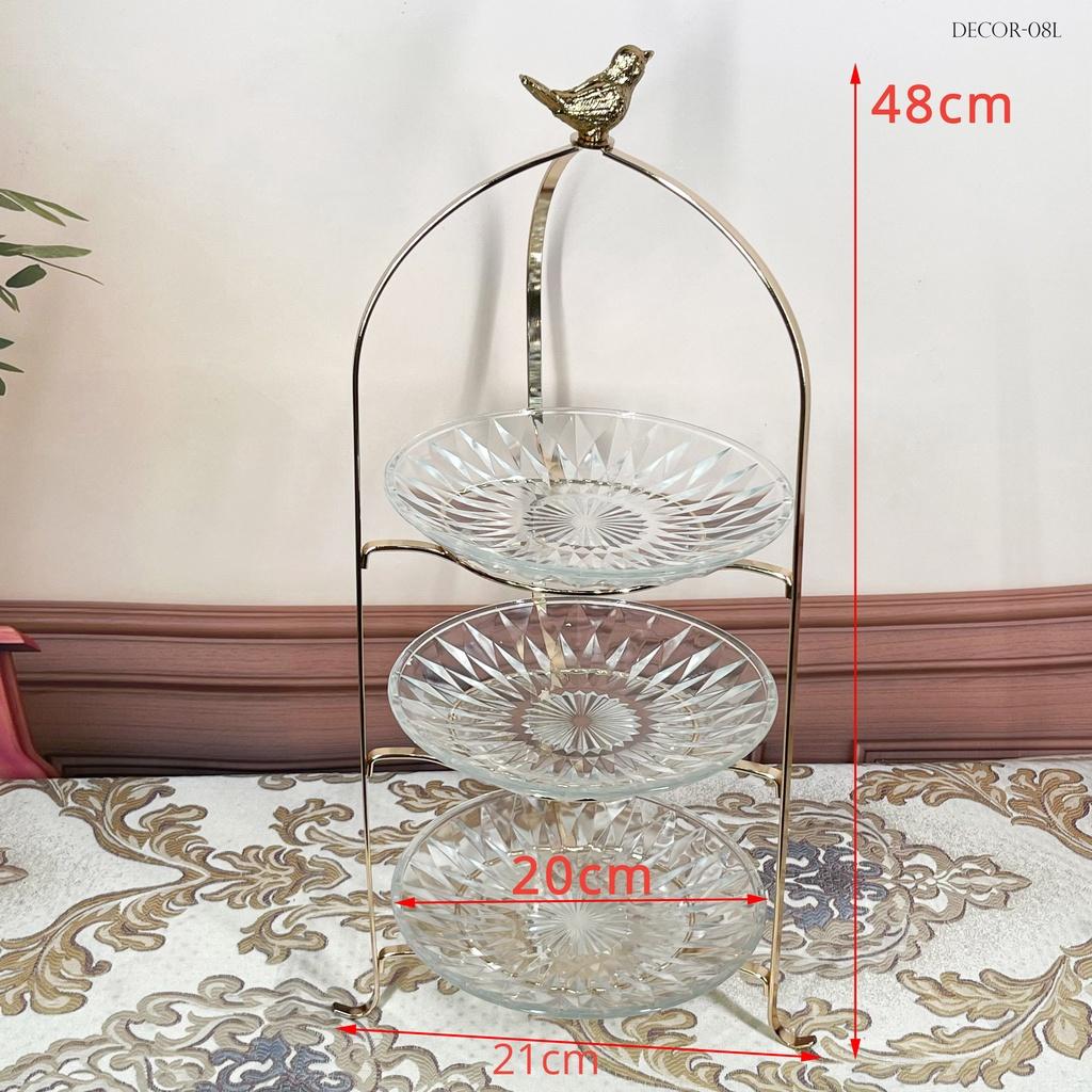 Đĩa quả 3 tầng Chim khuyên tân cổ điển phong cách Bắc Âu - Decor-08L