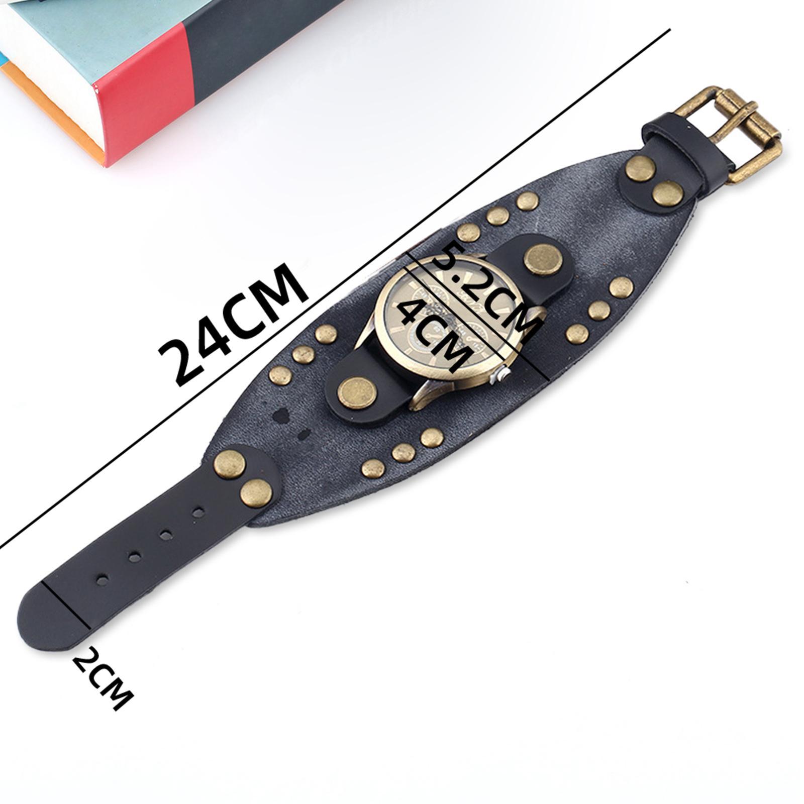 Retro Men\'s  PU Strap Watch Wristband,   5.2cm  Day Gift Male Bangles Fashion