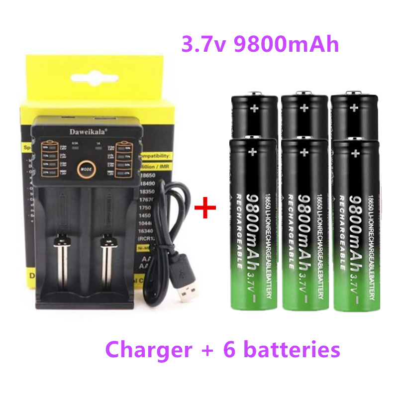 2022 New18650 Pin Chất Lượng Cao 9800MAh 3.7V 18650 Li-ion Pin Sạc Cho Đèn Pin Đèn Pin + Sạc Điện Áp Danh Định: 3.7V
