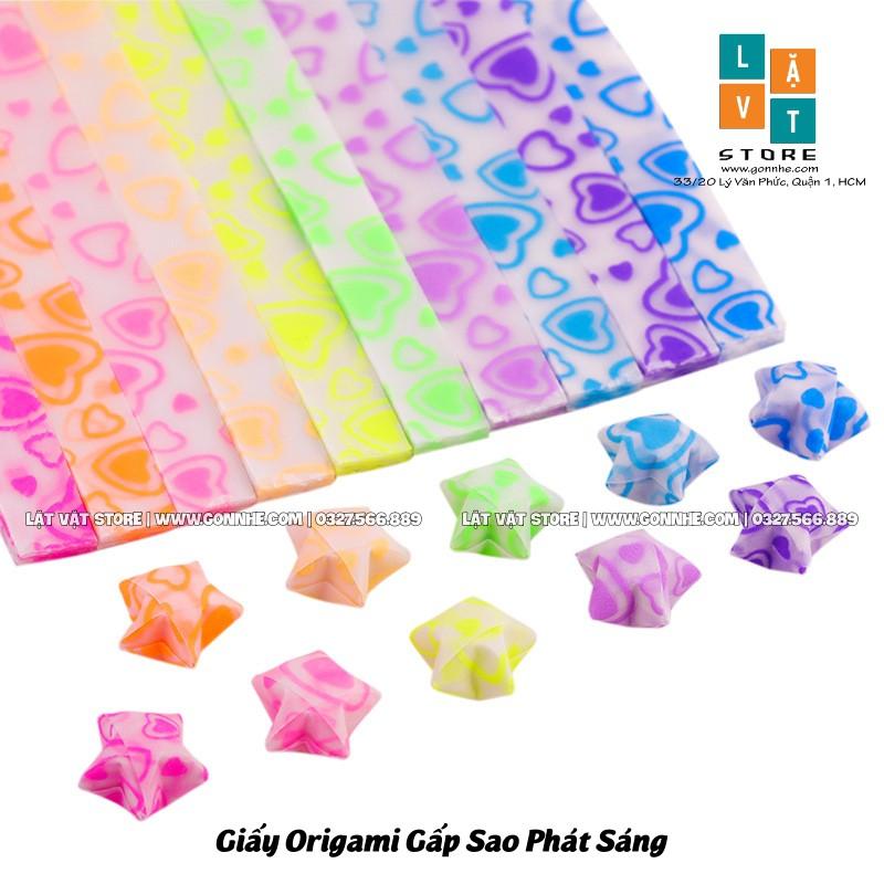 Giấy gấp sao phát sáng trong đêm bằng huỳnh quang - Origami Light Paper 210 PCS 10 Kiểu