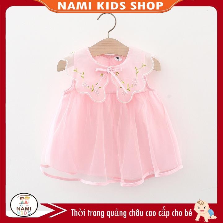 [100:H1] Đầm voan Nami Kids thêu hoa cao cấp cho bé gái