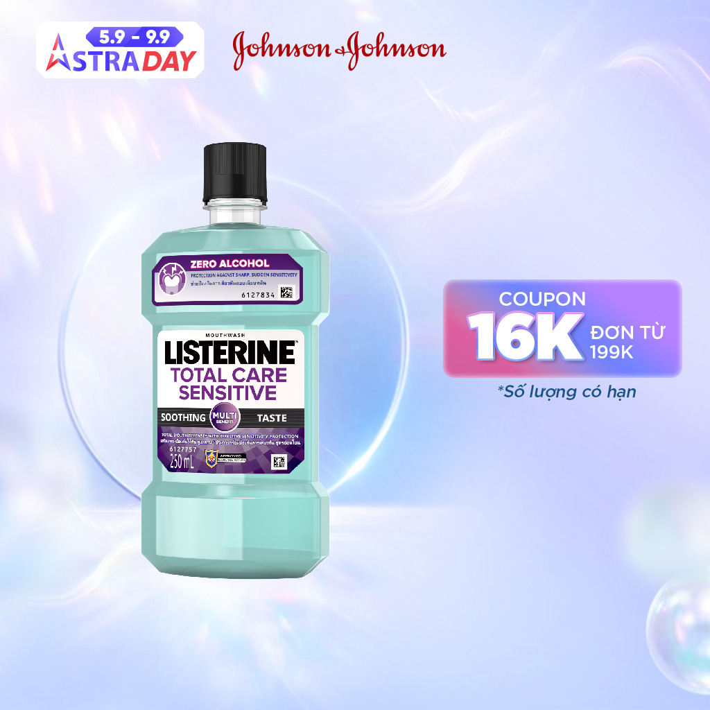 Nước súc miệng cho răng nhạy cảm Listerine Total Care Sensitive Soothing Taste - Dung tích 250ml - 750ml