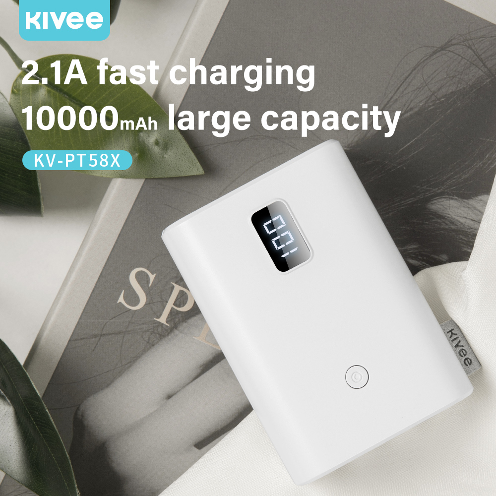 Pin sạc dự phòng Kivee-PT58X Pro 22.5W sạc nhanh 10000mah QC3.0 với 3 cáp sạc nhanh + màn hình điện tử ( giao màu ngẫu nhiên )