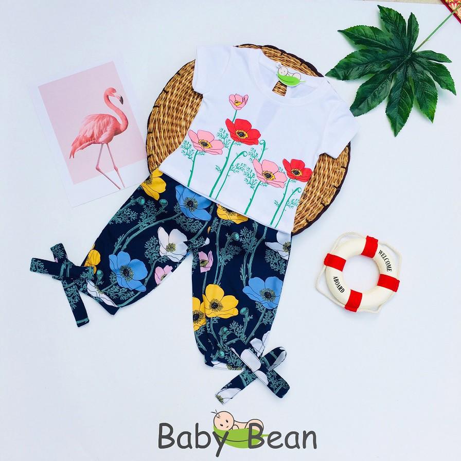 Đồ Bộ Lửng Áo Thun Cotton Quần Hoa Rực Rỡ bé gái BabyBean