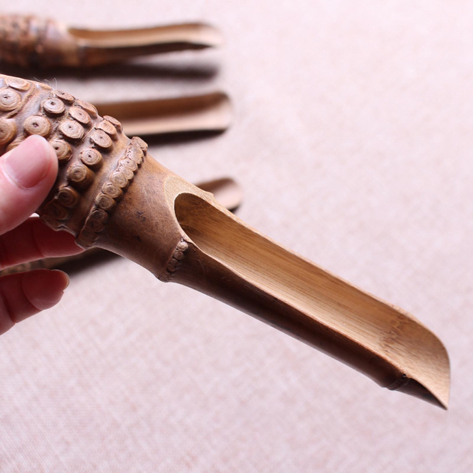 Bamboo Tea Scooper Durable Engraved Scooper Spade for Kitchen Teahouse Salt
