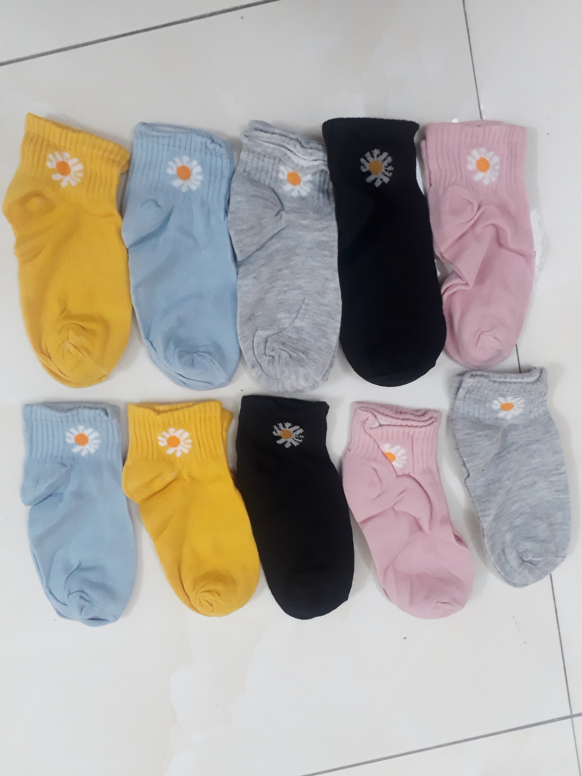 Set 10 Đôi Tất hoa Cúc Cho Nữ- Tất Cotton Cổ Ngắn