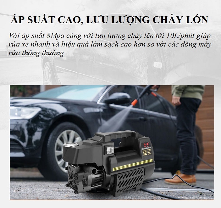 Máy Rửa Xe Mini Cho Gia Đình MX2208 Full Phụ Kiện Dây Xịt + Bình Bọt + Đầu Phun - Hàng nhập khẩu