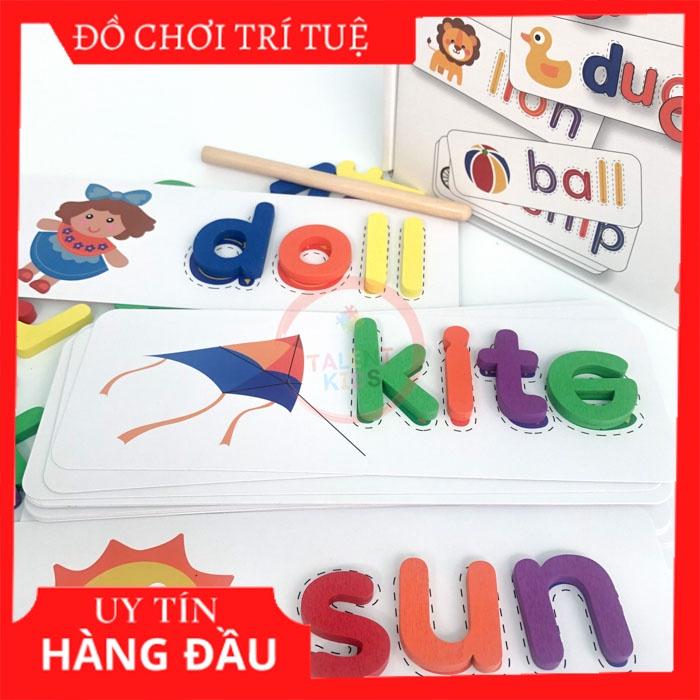 Bộ trò chơi ghép chữ cái bằng gỗ giúp bé học đánh vần tiếng anh