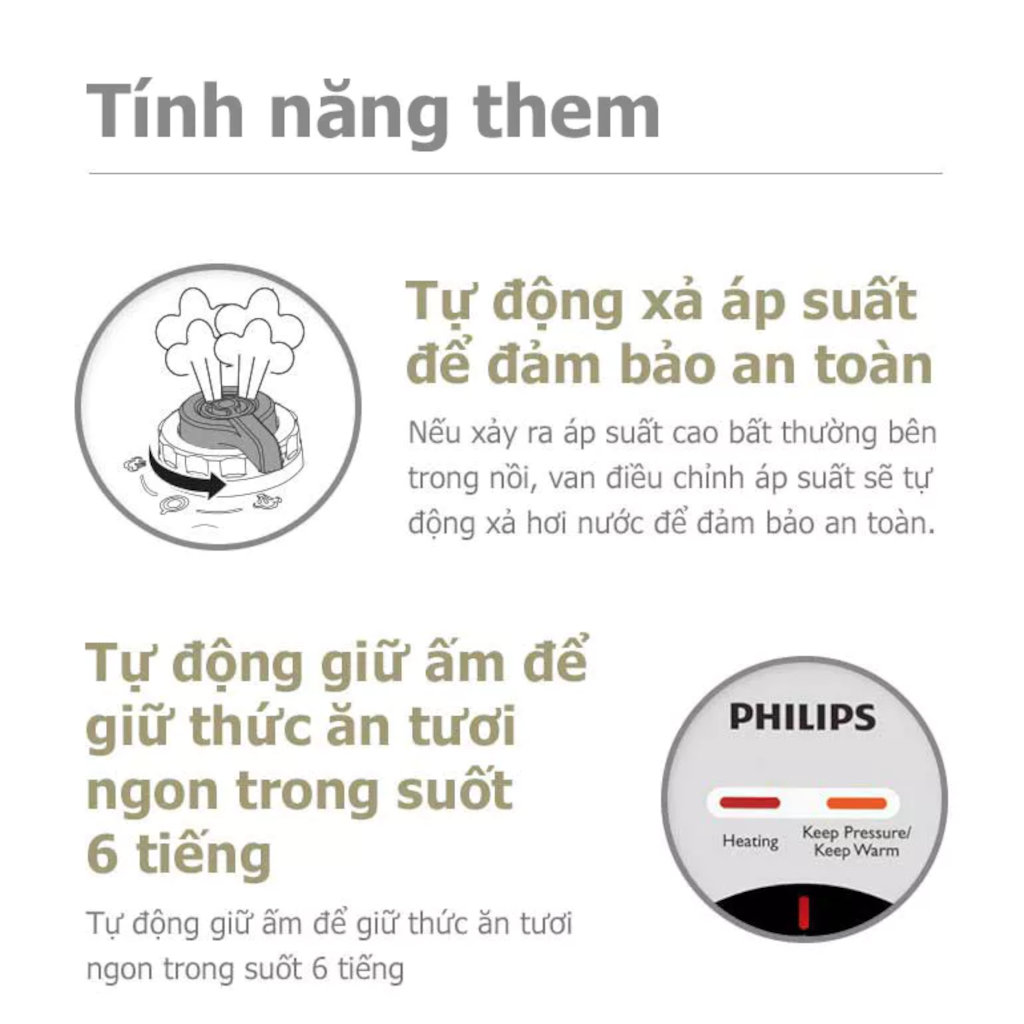 Nồi áp suất điện Philips HD2103/66 dung tích 5L, 14 chức năng nấu, chuẩn Châu Âu - Hàng chính hãng