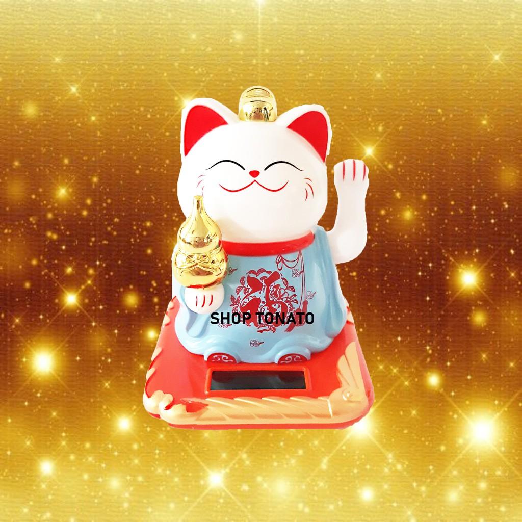 MÈO THẦN TÀI, MÈO MAY MẮN MANEKI NEKO 23006 SỬ DỤNG NĂNG LƯỢNG MẶT TRỜI CAO 11CM