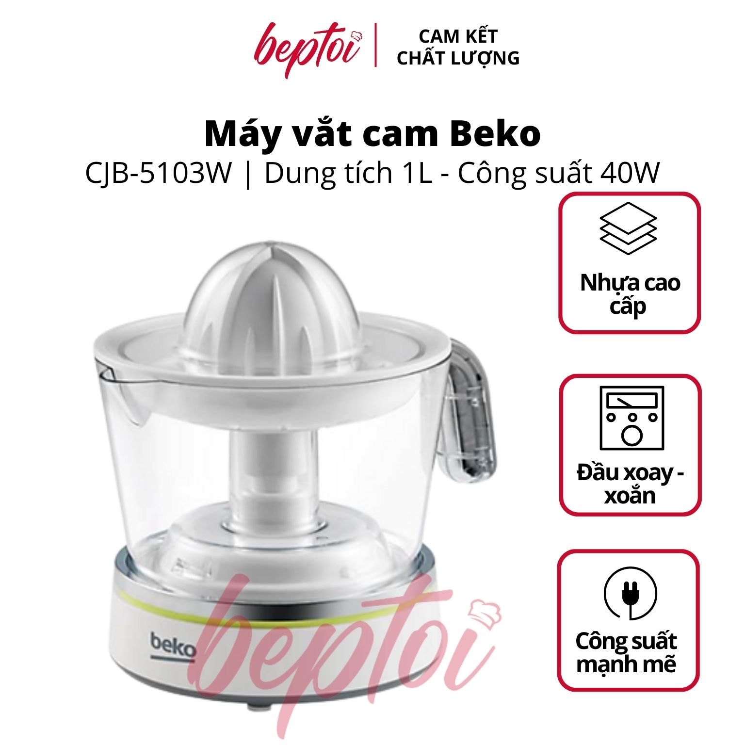 Máy vắt cam tự động, máy ép cam công suất 40W Beko CJB-5103W Hàng chính hãng