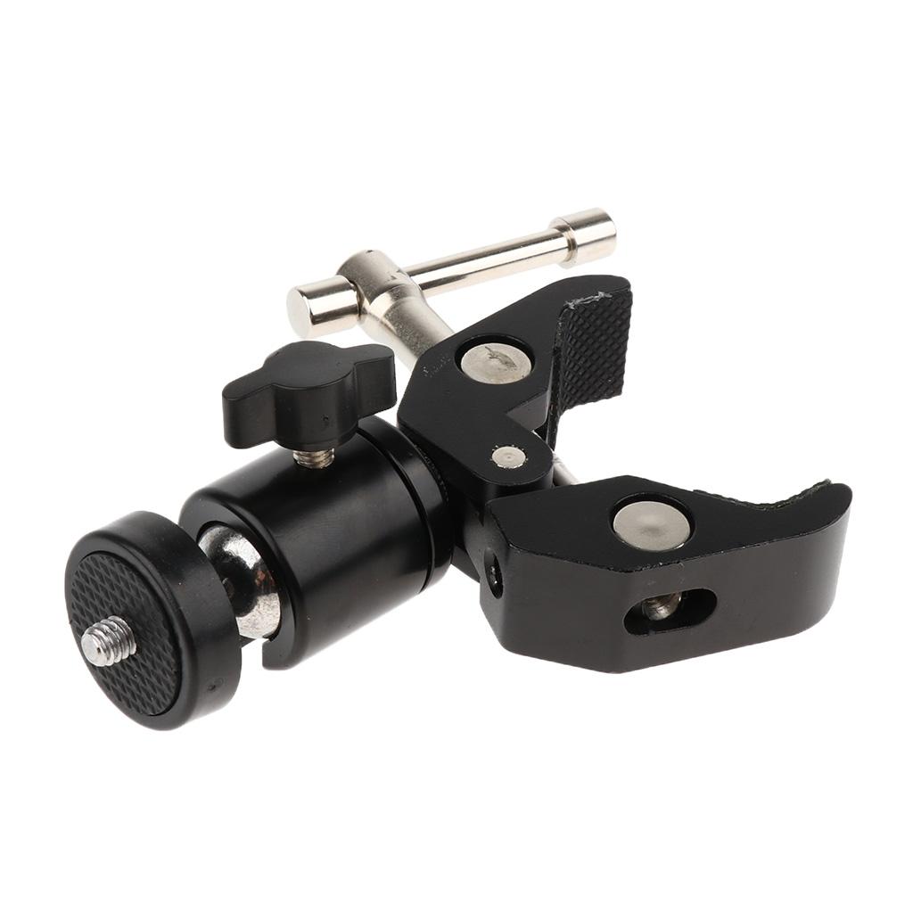 Amagogo Camera Kẹp Núi, đầu bóng Ma Thuật Cánh Tay Siêu Kẹp với 1/4 20 Sợi Hot Shoe Adapter dành cho Máy Ảnh Canon Nikon