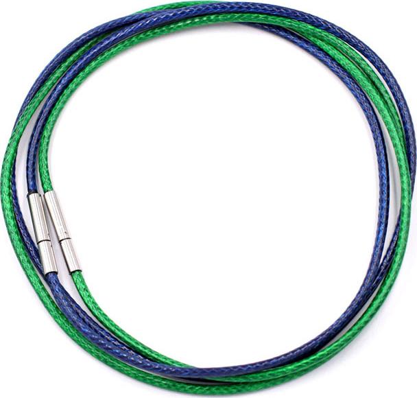 Combo 2 dây vòng cổ cao su xanh dương, xanh lá móc inox DCSXDXL1 - Dây dù bọc cao su