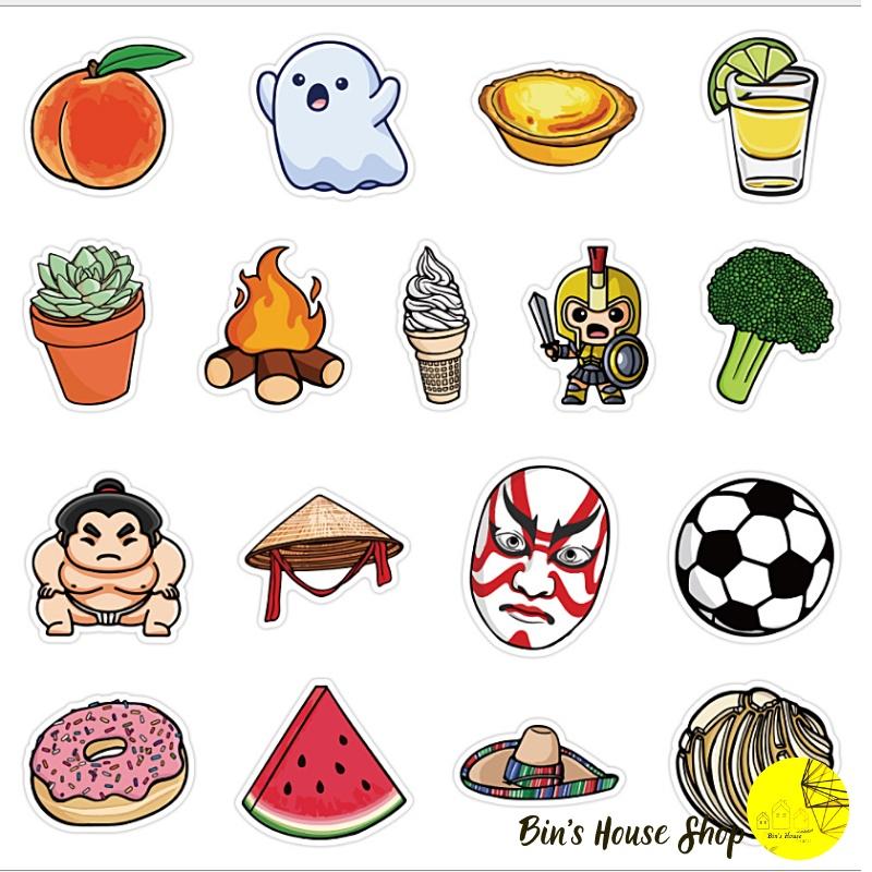 Bộ Sticker - Miến Dán Siêu Kute - Họa Tiết Đủ Loại- Vintage - màu sắc cực cute 2 (bộ 50 miếng)