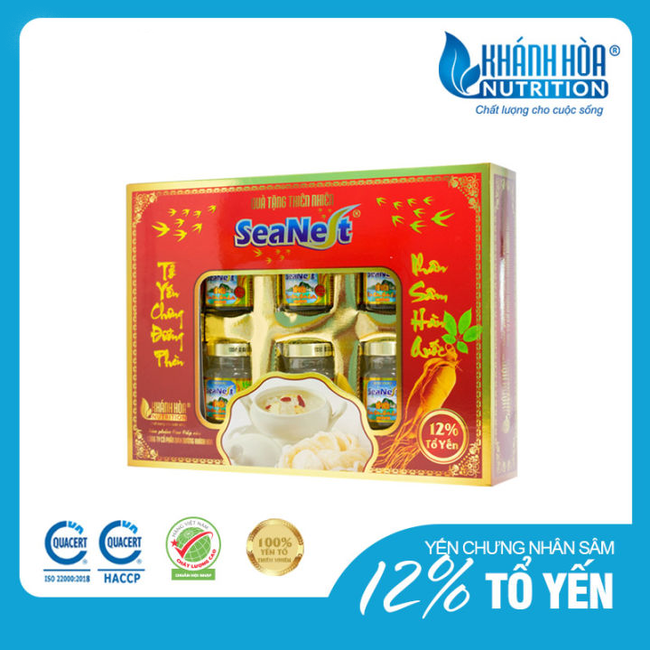 Hộp Quà Tặng 12% Tổ Yến Chưng Đường Phèn Nhân Sâm Hàn Quốc Khánh Hòa Nutrition – Hộp 6 lọ x 70ml