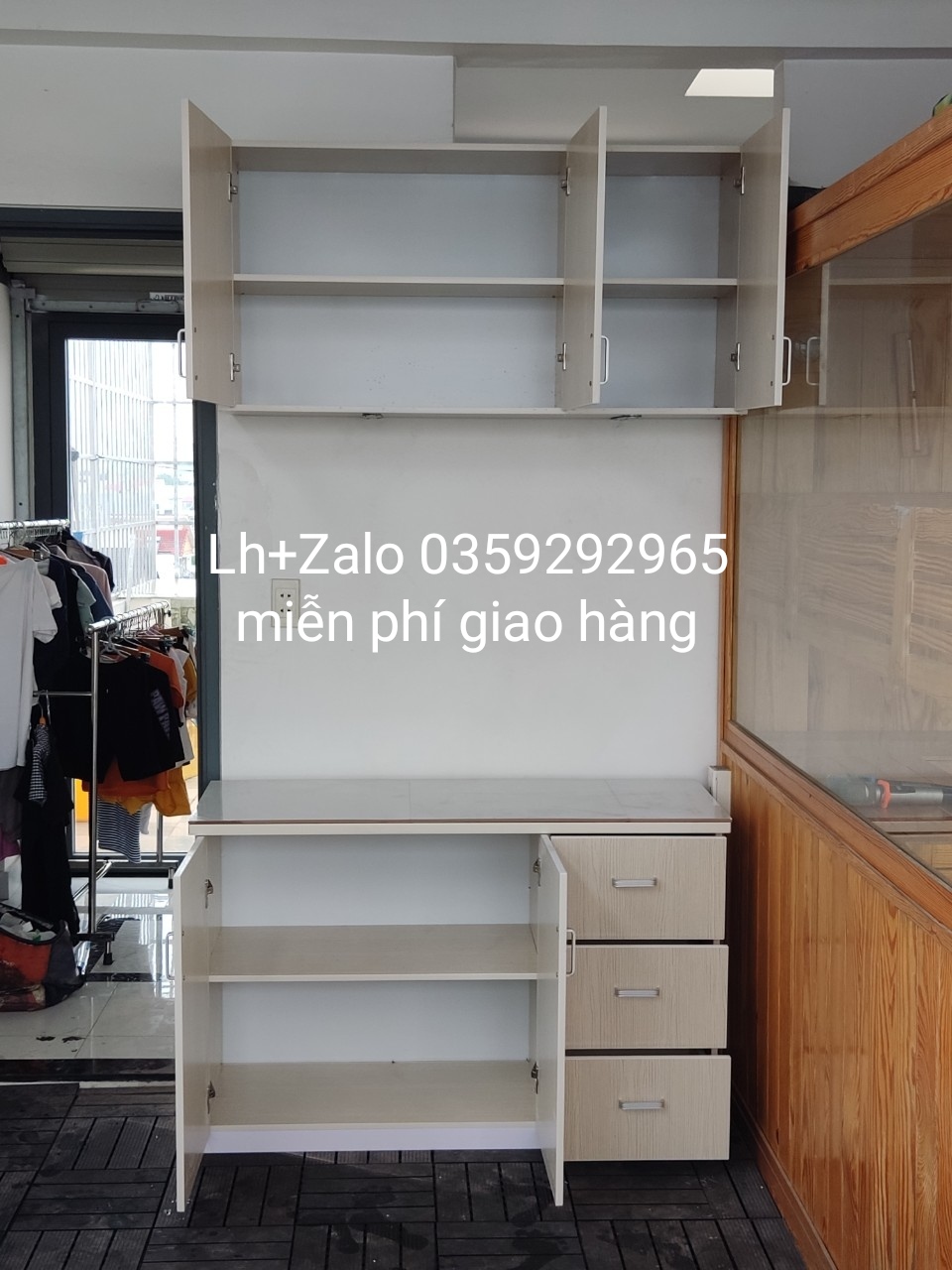Bộ tủ bếp mini nhựa đài Loan mặt gạch