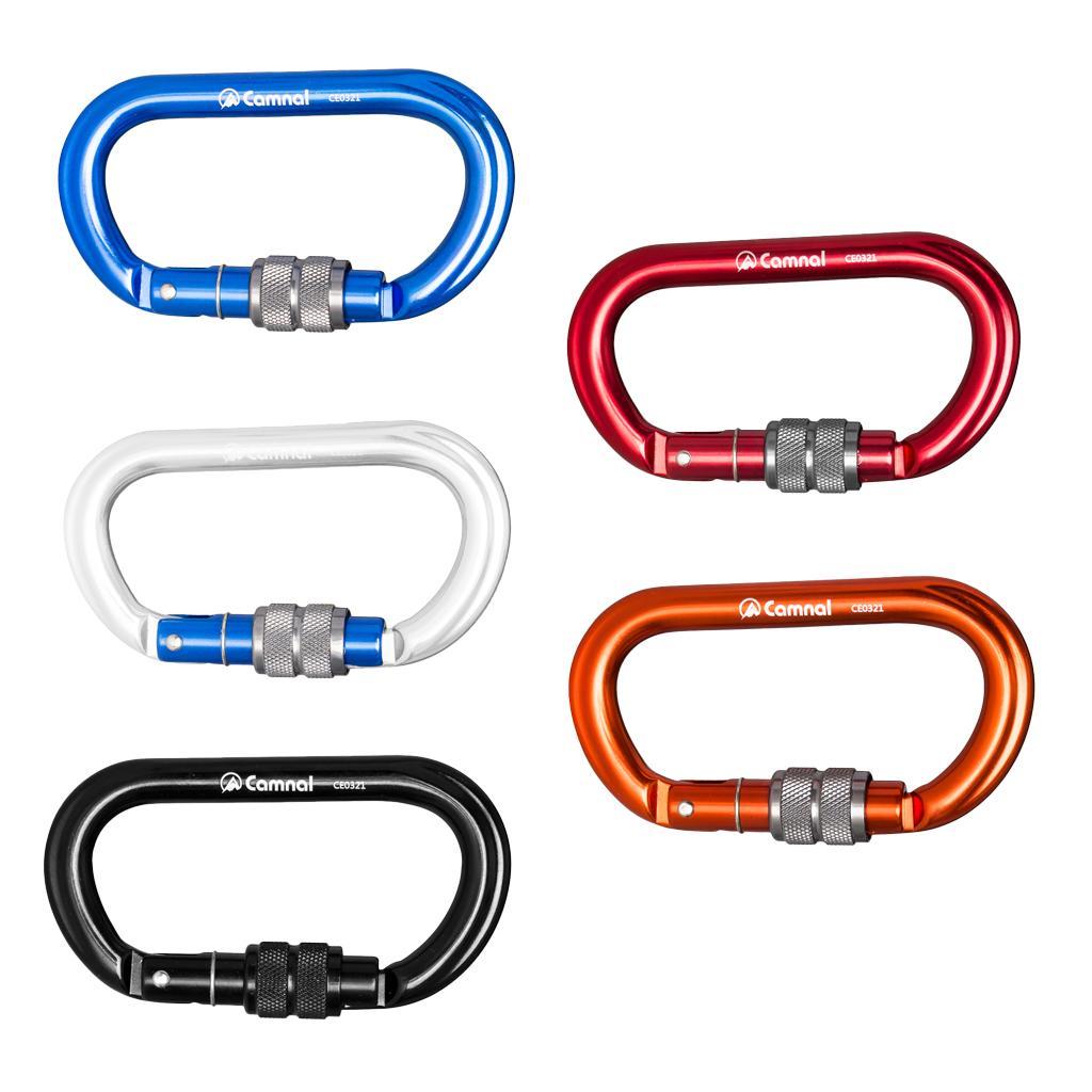 5 Pieces 25KN Aluminum Climbing Rescue Carabiner Screwgate D Type