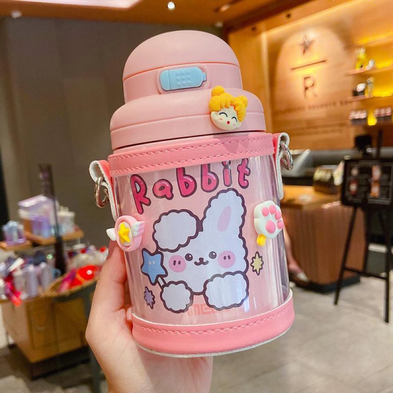 560 ML New Gấu Bình Giữ Nhiệt Dễ Thương Cho Trẻ Em Ống Hút Nước Inox Cách Nhiệt Học Sinh Bé Gái Nhiệt Uống Chai