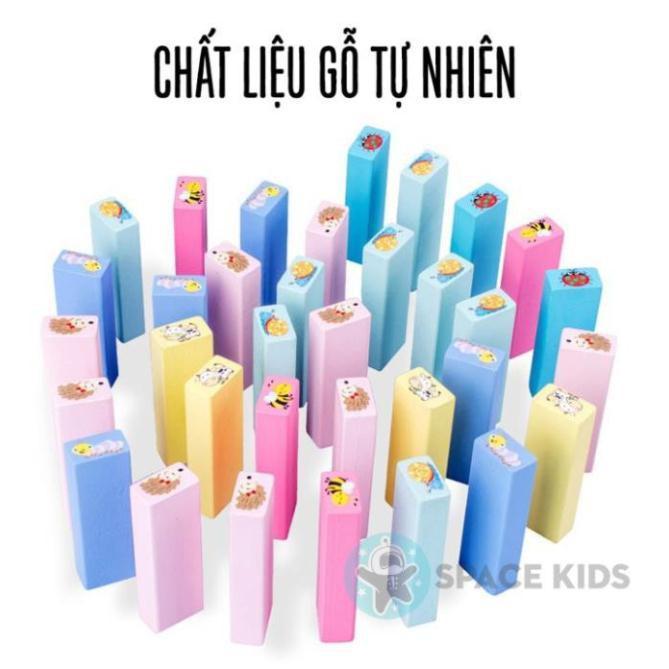 Đồ chơi cho bé Rút gỗ 51 chi tiết kèm xúc xắc in hình con vật cho bé vui chơi
