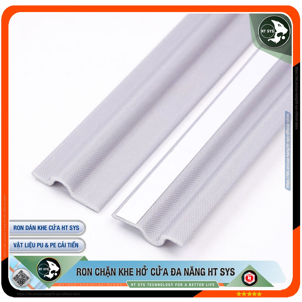 Ron Chặn Khe Cửa HT SYS - Chất Liệu PU Và PE Cải Tiến, Dài 2 Mét - Ron Dán Khe Cửa, Chân Cửa, Khung Cửa - Ngăn Gió Lùa, Cách Âm, Chống Bụi, Ngăn Côn Trùng, Chống Thoát Khí Điều Hòa, Chống Va Đập Cửa - Hàng Chính Hãng