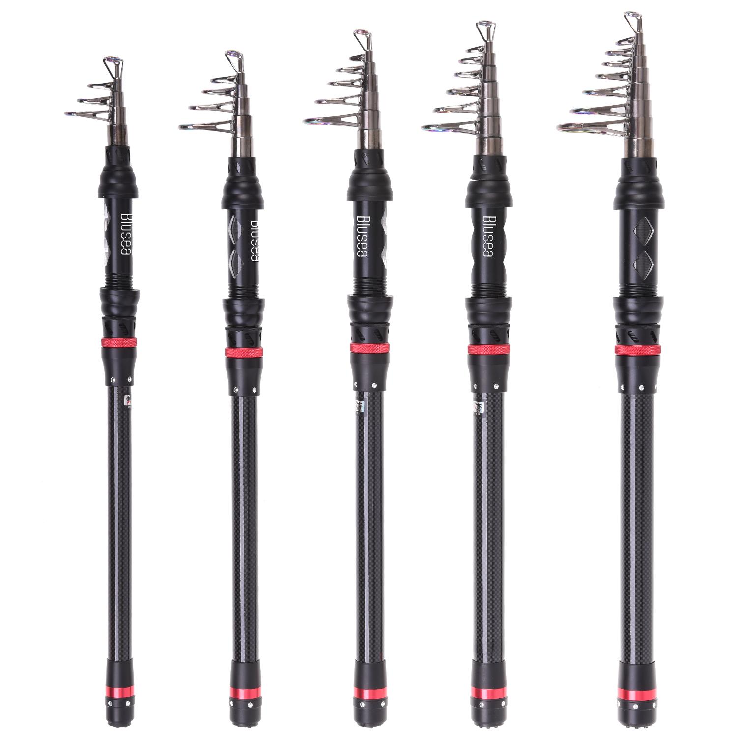 Combo Cần câu câu bằng sợi carbon, cuộn quay, dây câu, và nhiều loại mồi, móc, Với túi đựng