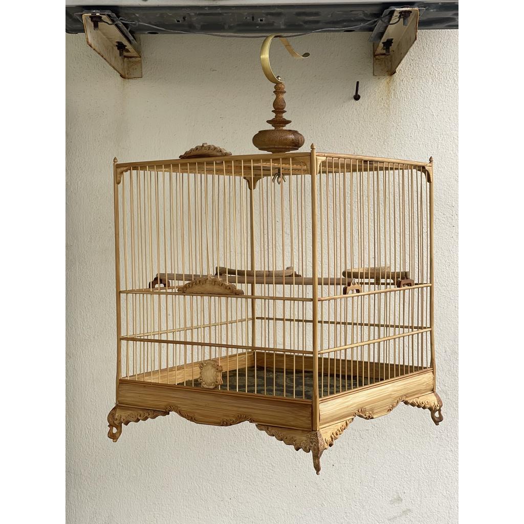 Lồng Chim Chào Mào Vuông Đấu Tre Lá Đề Chạm - Hàng Nguội Kỹ - Nét - Đẹp - Lồng Chim Tony Store