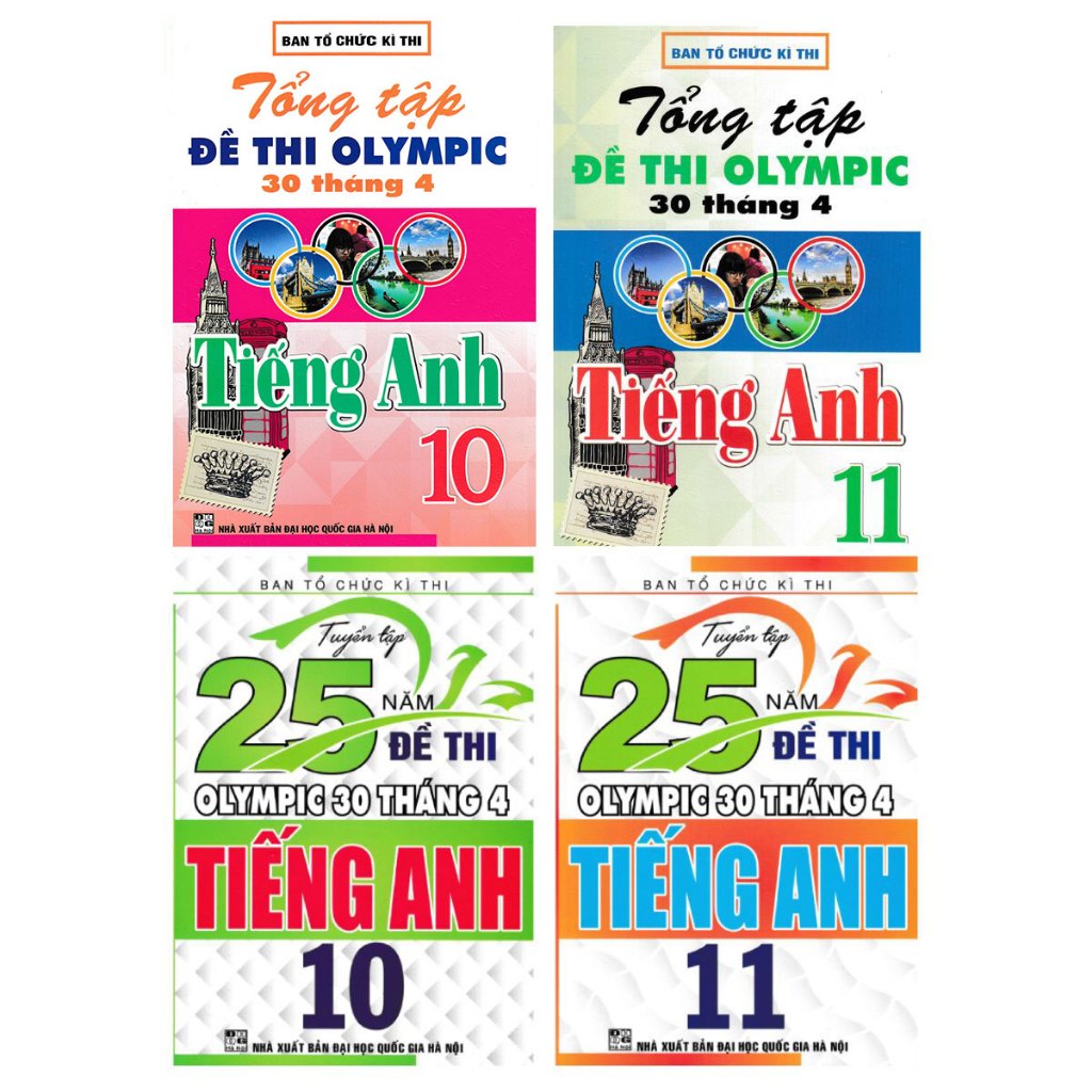 Sách - Combo 4 Cuốn Tuyển Tập 25 Năm Đề Thi Olympic 30 Tháng 4 Tổng Tập Đề Thi Olympic 30 Tháng 4 Tiếng Anhlớp 1011