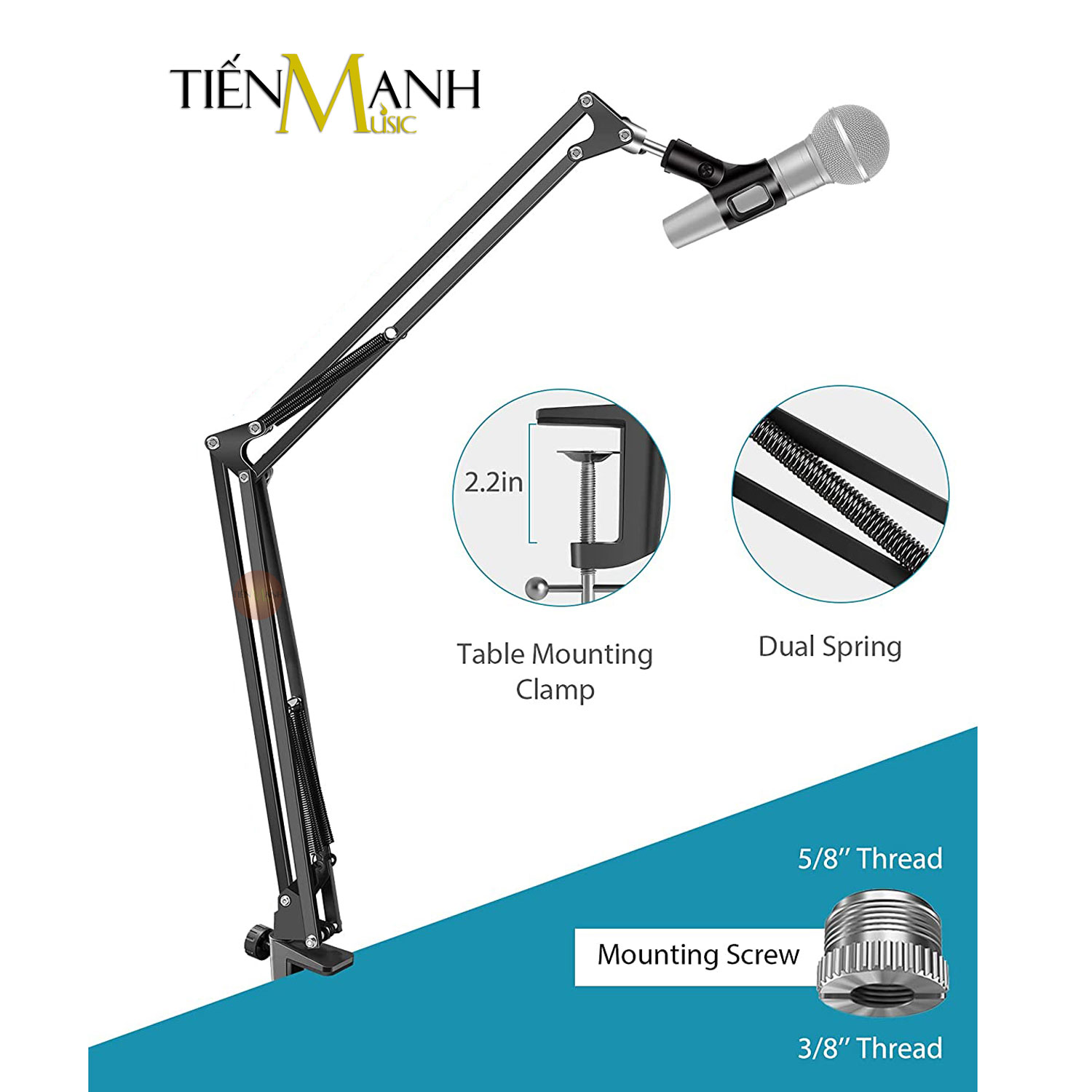 Chân Micro Kẹp Bàn Arm Dr.MIC NB39 (Cỡ Đại) - Giá đỡ đế Mic Stand NB-39 Microphone Thu Âm LiveStream Hàng Chính Hãng - Kèm Móng Gẩy DreamMaker