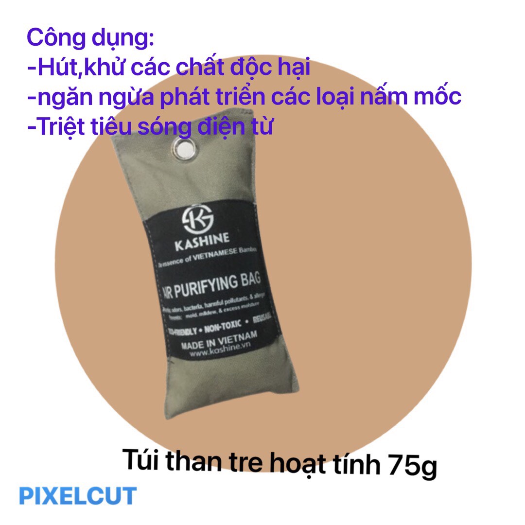 TÚI THAN TRE HOẠT TÍNH KHỬ MÙI, HÚT ẨM VA LI, BA LÔ, TÚI DU LỊCH (TÚI 75GR)