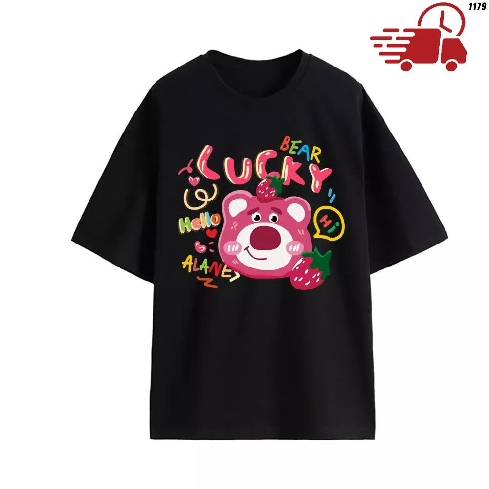 Áo thun tay lỡ unisex in hình Gấu Dâu Lucky Lotso