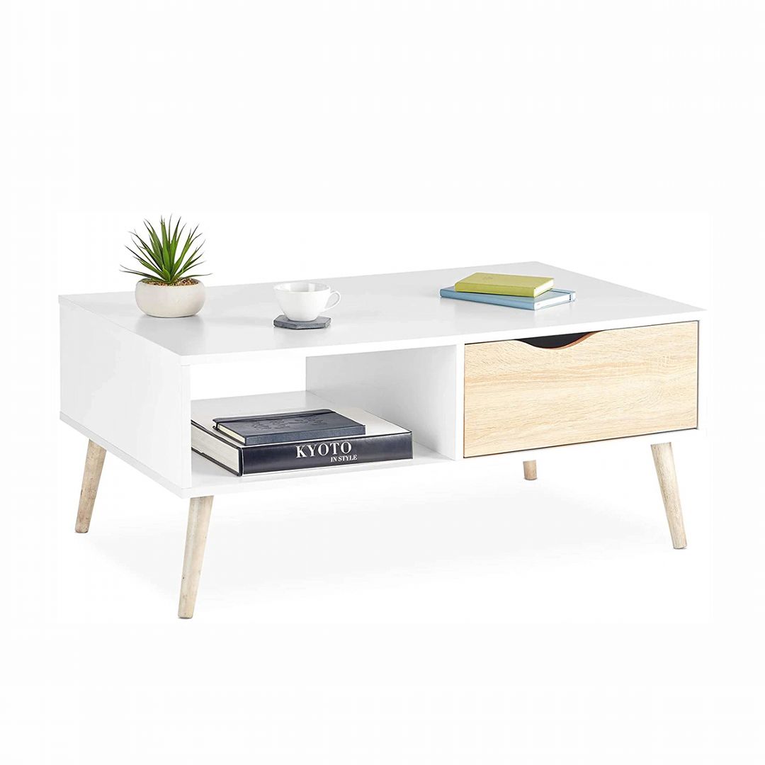 Bàn trà gỗ hiện đại SMLIFE Camelot | Gỗ MDF dày 17mm chống ẩm | D80xR40xC45cm