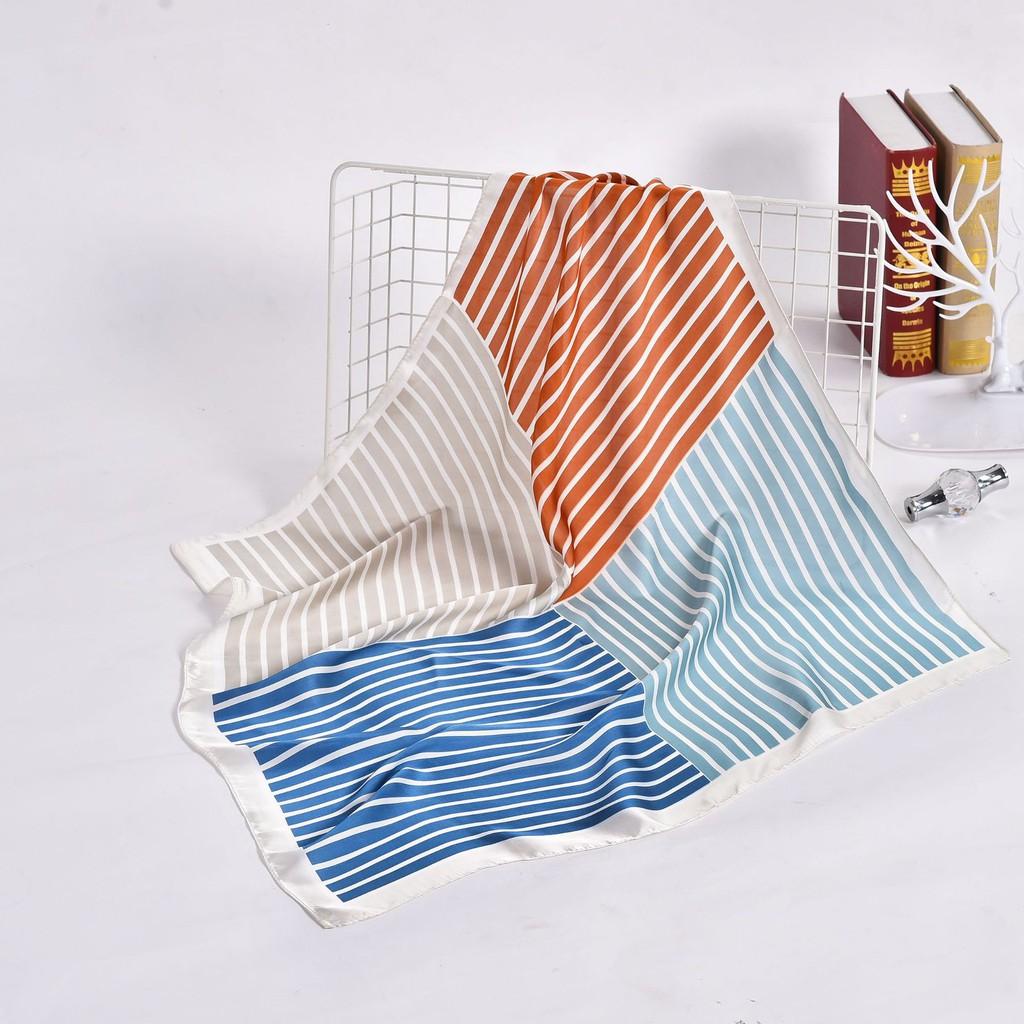 Khăn Lụa Vuông Cao Cấp Họa Tiết Ô Vuông Kẻ Sọc Chất liệu Chifon 70x70cm - Mã KL034