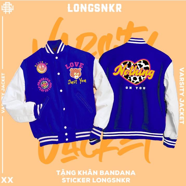 _ Áo khoác Varsity Nothing On họa tiết Longsnkr chất nỉ giữ nhiệt và thoáng - Bomber /Vars