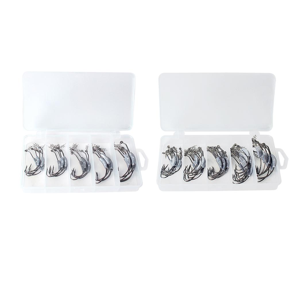 1 Box Weighted Fishing Hooks with Lead Spring 50 Pieces