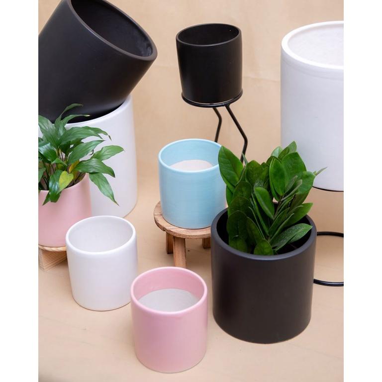 Chậu trồng cây hình trụ/ chậu sứ men mát rộng 15cm cao 15cm
