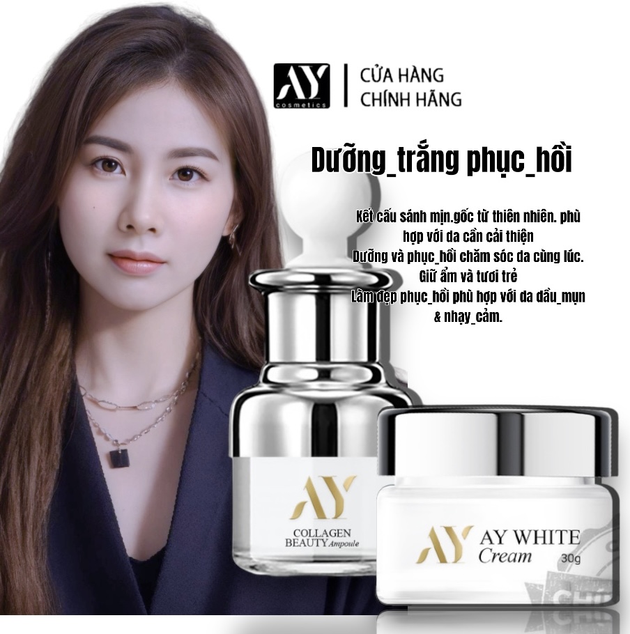 Combo  dưỡng trắng tinh chất alpha arbutin ,b5 AY WHTE cream 30g cấp nước dưỡng ẩm  AY COSMETICS