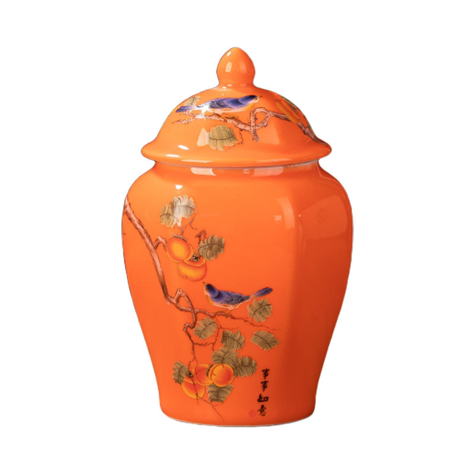 Ceramic Ginger Jar Traditional Gift Vase for Office Desktop Table Decoration