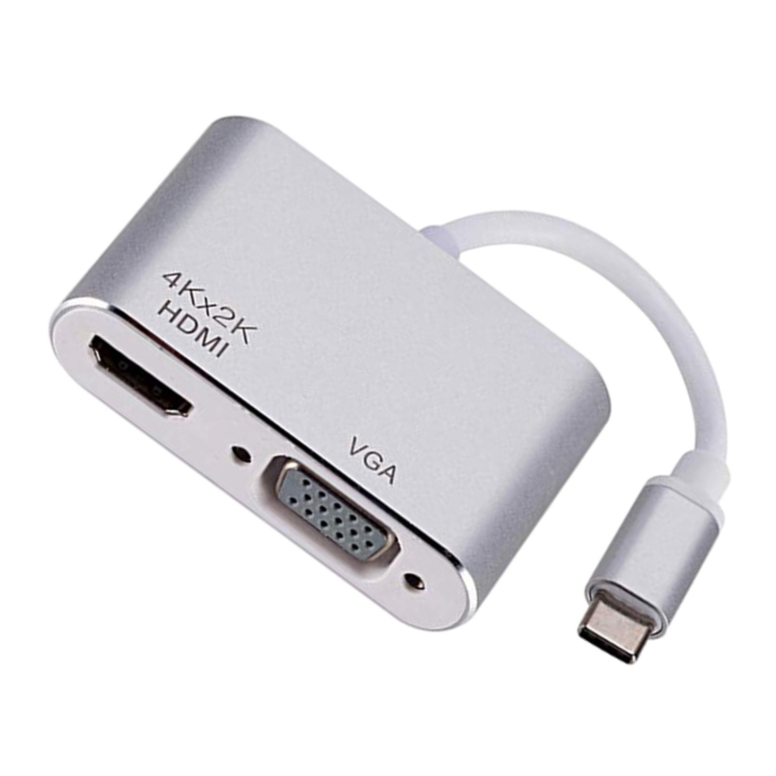 2 in 1 USB C to  & VGA Adapter Plug and Play for HDTV Desktop Monitor