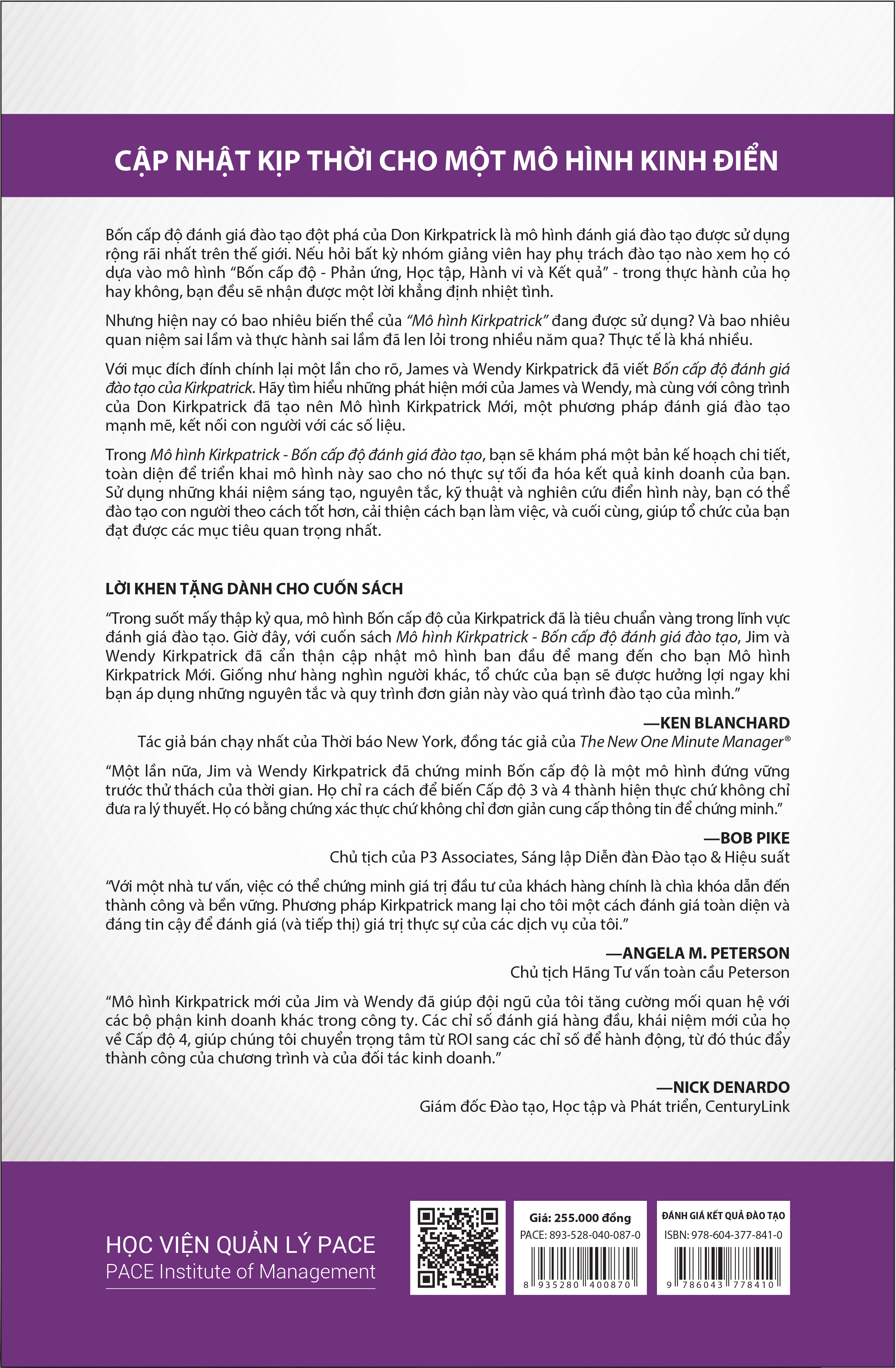 Sách PACE Books -  Đánh giá kết quả đào tạo (Kirkpatrick's Four Levels of Training Evaluation) - James D. Kirkpatrick và Wendy Kayser Kirkpatrick